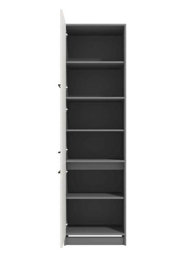 Pedro White High Gloss and Grey Tall Kitchen Larder Unit Pantry Cupboard Storage Solution - UK Luxury Furniture